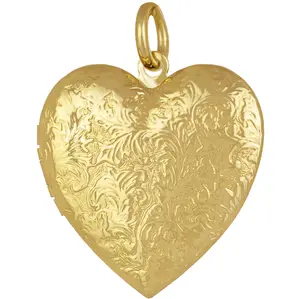 LIFETIME JEWELRY Antique Heart Locket Necklace That Holds Pictures 24k Gold Plated (Big Gold Locket NO Chain)
