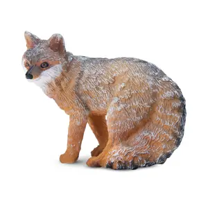 Toymany Hand-Painted Mini Grey Fox Figurine Wild North American Animals – Realistic Animal Model, Ideal for Early Education, Montessori Sensory Play, Cake & Party Decorations, Desk & Home Décor, Thoughtful Gifts, and Collectible Figurine for Enthusiasts