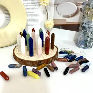 IG Crystal Different Colors Small Crystal Wands Set Tiger Eyes Pink Opal Green Fluorite Yellow Quartz Clear Sodalite Dream Amethyst