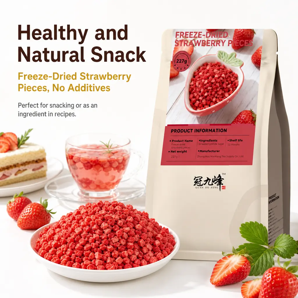 High-Quality Freeze-Dried Strawberry Snack, 8 oz, Yogurt-Mixable or Decoration-Ready, Easter-Friendly Dried Snack