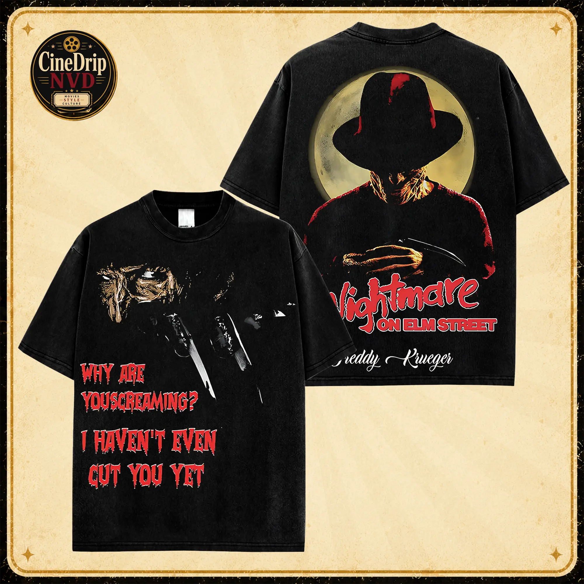 Freddy Krueger Nightmare On Elm Street Shirt, Classic 80s Horror Movie Tee, Vintage Slasher Graphic T-Shirt, Dream Demon Halloween Gift, Retro Streetwear Tee