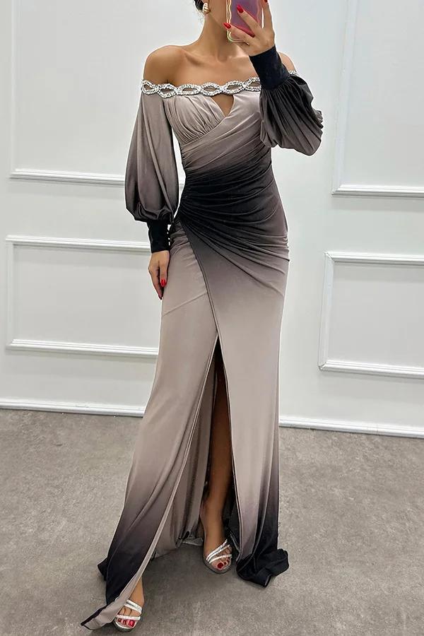 Fashion Sexy One Shoulder Printed Women's Party Dresses Spring And Autumn New Long Sleeved Slim Elegant Ladies Party Dress 2025