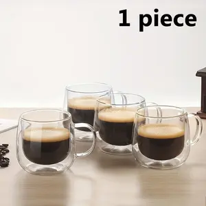 200ML Dual-Layer Glass Coffee Cup, High Borosilicate Insulated Thermal Glass, Espresso Latte Americano Cappuccino Tea Bag Transparent Glass Cup