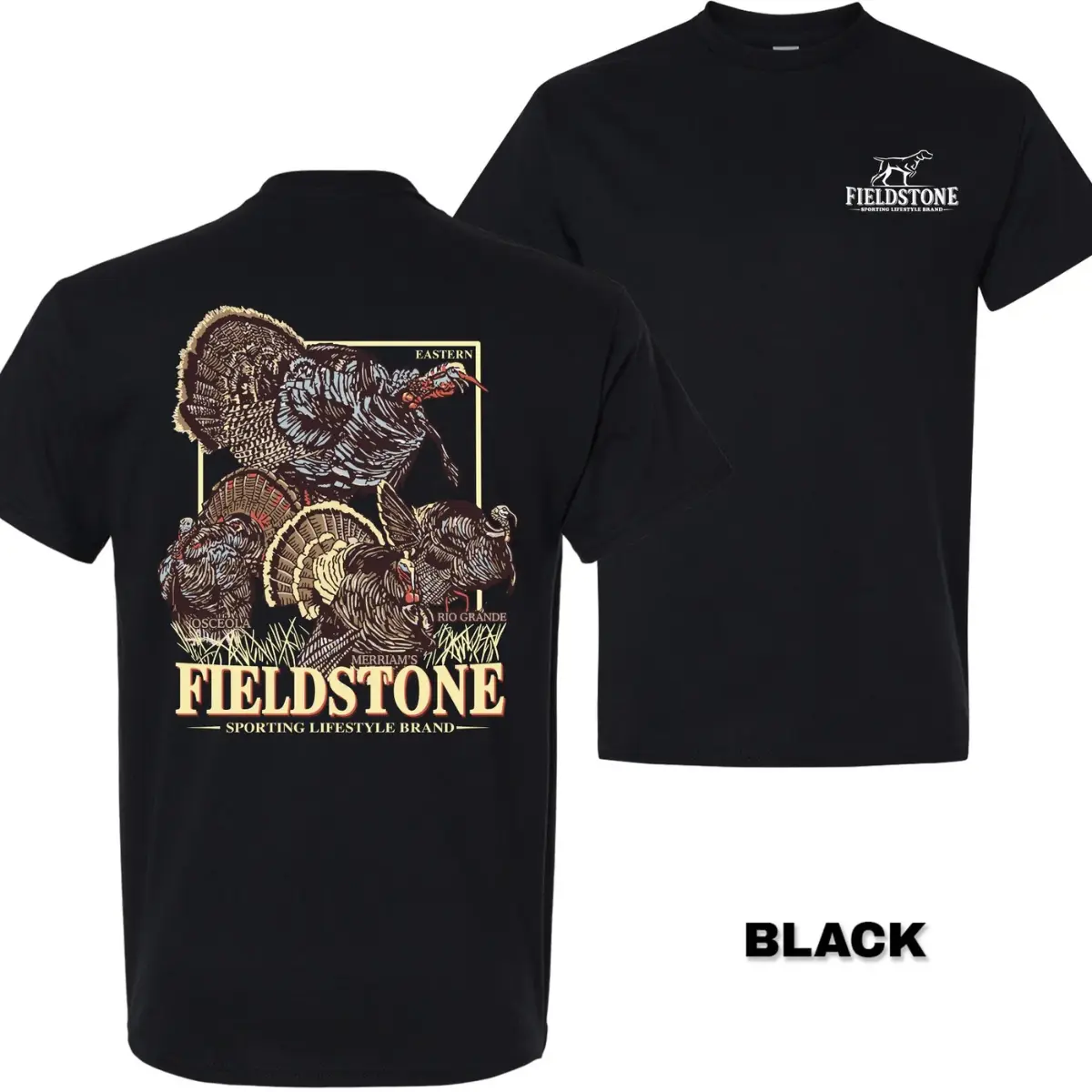 Turkey Hunting T-Shirt - Eastern Osceola Rio Grande And Merriam’s Wild Turkey Graphic , Matching Sporting Dog Chest Print , Men's Turkey Season Hunting Tee , Outdoor Sportsman Shirt , Hunting Camp Outfit , Gift For Turkey Hunters And Outdoorsmen Tops