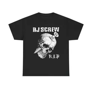 DJ Screw Skull T-Shirt Houston Rap Graphic Tee Vintage Hip Hop Streetwear Unisex
