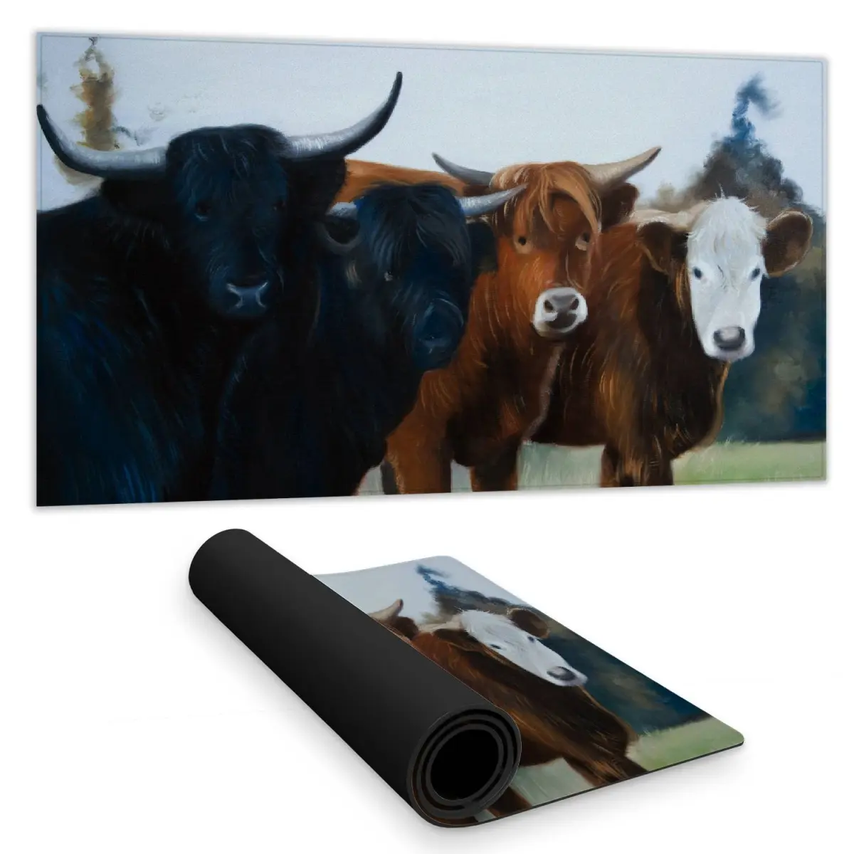 360 Stand Brown Western Desk Mat - 16x32 in, Rustic Charm Highland Cows Home Decor, Water Repellent, Rubber Back, Desk Protection, Western Theme Accessory, 16 X 32 In, Western Decor, Anti-Skid