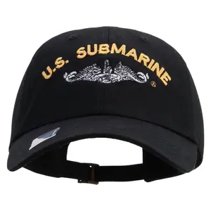 US Submarine Logo Embroidered Dad Style Unstructured Low Profile 6 panel Cotton Cap