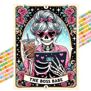 Skull Pattern DIY Diamond Arts Colorful Painting Kit without Frame, 5D Diamond Arts Colorful Painting Kit, Wall Art Decor for Home, Halloween, Handicraft, Diamond Painting Kits