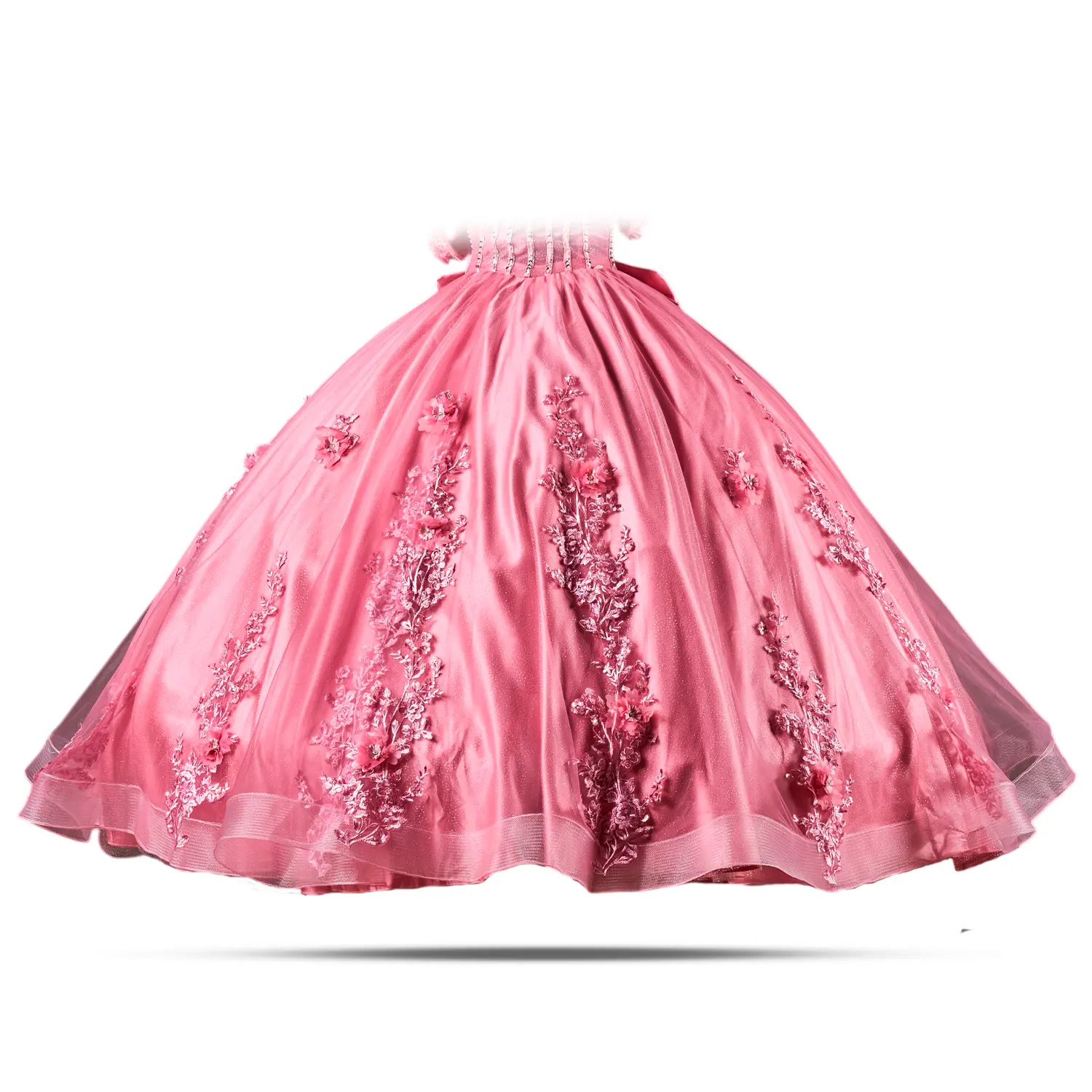 Princess Flowers – Dusty Rose Ball Gown with Floral Details and Corset Bodice