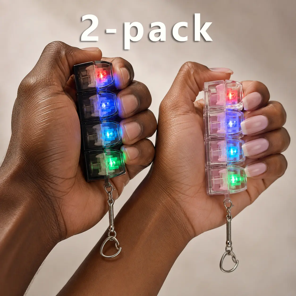2 Pack Keyboard Fidget Toy with LED Lights, Mechanical Key Clicker Stress Relief Toy, Transparent Keycap Fidget Gadget with Clicky and Silent Switches for Adults