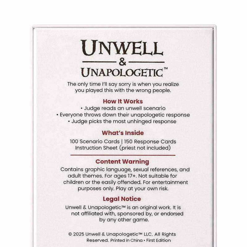 Unwell & Unapologetic Adult Party Game