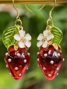 Fashion Cute Fruit Strawberry Dangle Earrings Set for Women, Perfect for Any Occasion, Ideal Holiday Gift, Pair of Stylish Ear Pendants, Fruit Veggie Earrings