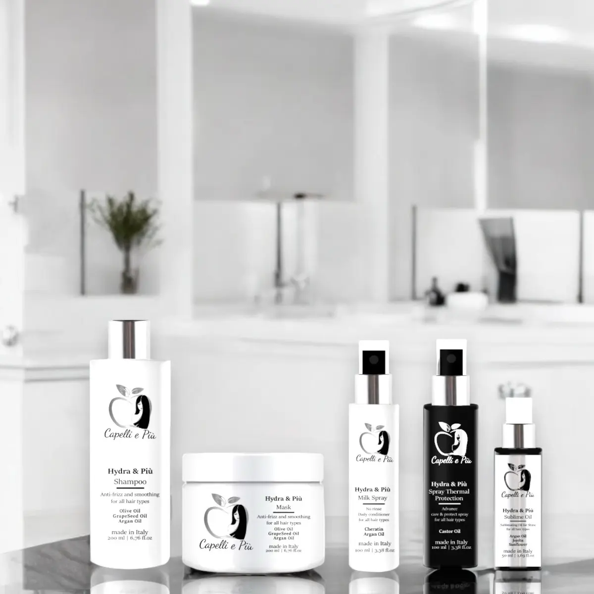 Kit de Mantenimiento shampoo, mask, leave in , protector de calor, aceite finalizador sublime, cepillo de hebra de jabalí, dos gorros, masajeador y un bolsito porta cosmético