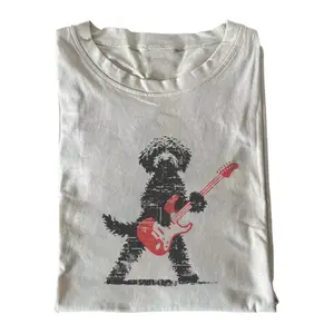 Goldendoodle Playing Electric Guitar Comfort Colors T-shirt, Vintage 90s Rock N Roll Dog Graphic Tee, Rocker Musician Casual Streetwear, Unisex Fit Design, Gift for Dog Lovers