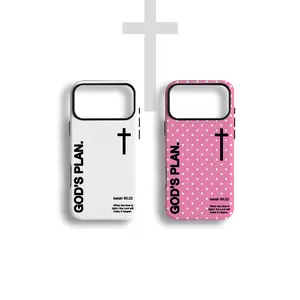 Pink Polka Dot God's Plan Phone Case |   Isaiah 60:22 Bible Verse Cross Design |   Soft Silicone Cover Compatible with iPhone 17 16 15 14 13 12 11 Pro Max Plus/Air, Cute Christian Gift