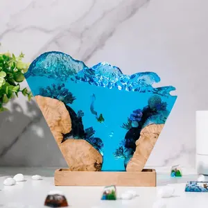 Mermaid Figurines - With Led Light Inside _ Home Decor - Wood And Resin Art- Unique Gift