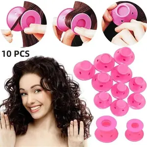 10-Piece Hair Curling Set, 5 Large & 5 Small Mushroom-Shaped Rollers, Silicone Material, Easy-To-Use Hairstyling Tools, Home Hair Kit, Hair Rollers Wave
