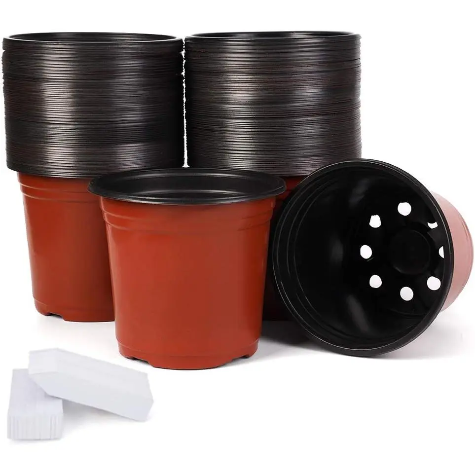 100-Pack 6 Inch Plastic  Pots Come with 100 count Labels, Seedling Flower  Container and Seed Starting Pots