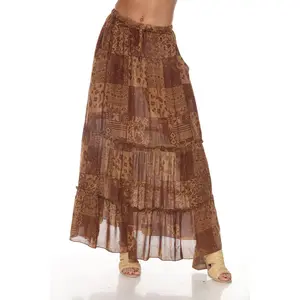 Boho Patchwork Tiered Maxi Skirt