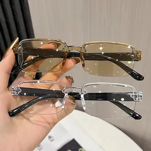 High-Definition Crystal Reading Glasses - Smart Zoom Anti-Fatigue Blue Light Blocking Rimless Ultra-Light Eyewear
