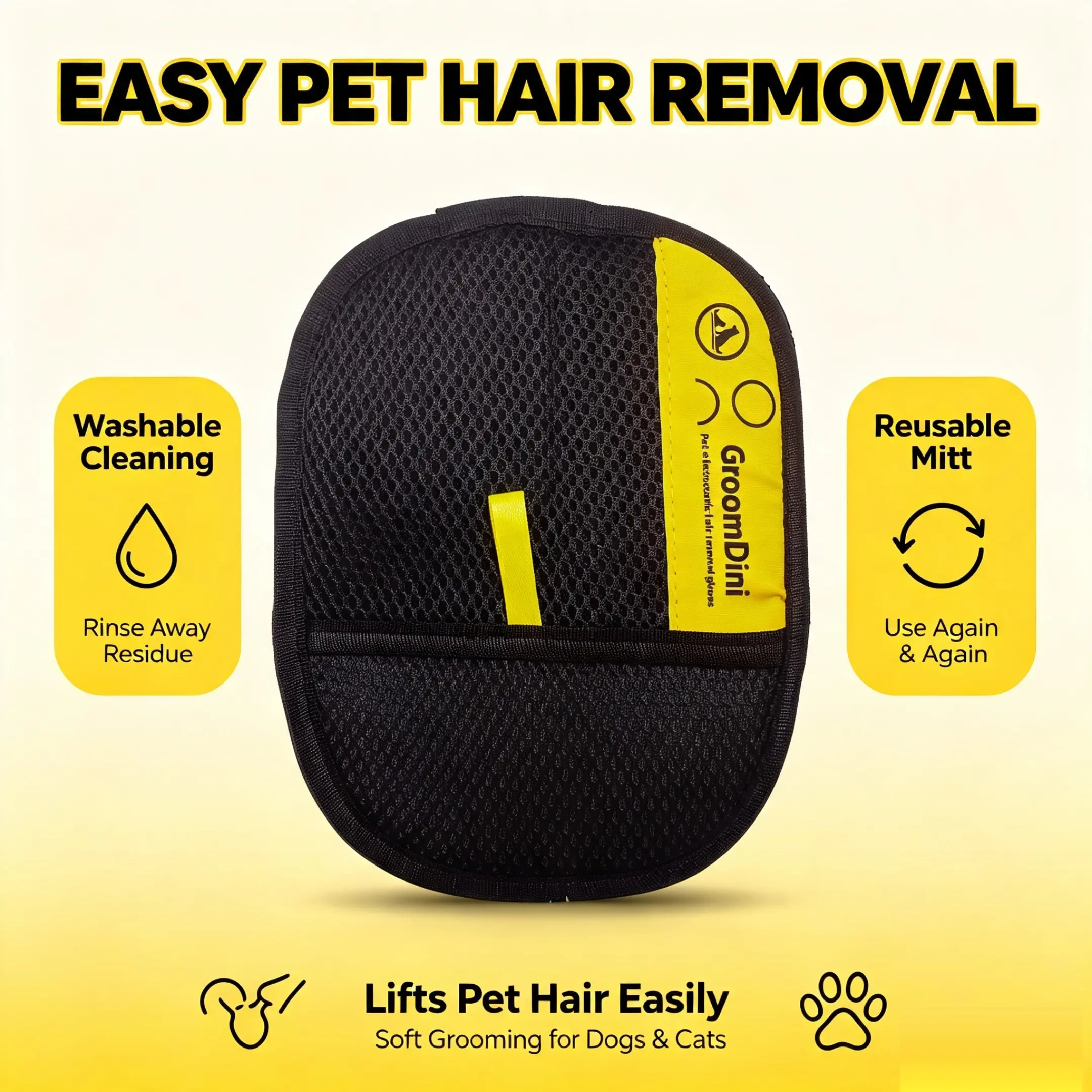 GroomDini Pet hair remover  gloves Two-way brush sticky hair remover Cat hair dog hair glover Grooming   Removal   Cleaning