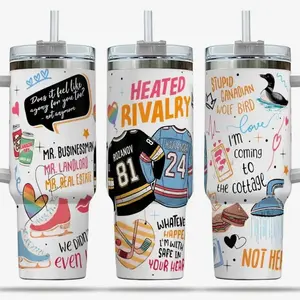 Heated Rivalry Romance Tumbler, Heated Rivalry Hollanov Love Story Cup, Stainless Steel Travel Mug With Handle, Hudson And Connor Inspired Design, Perfect Gift For Romance Book Fans