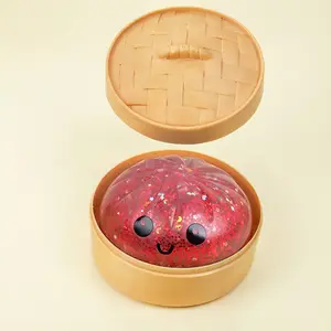 Cute Pressable Toy Set, Includes Glitter Expressive Baozi & Steamer, Kitchen & Office Stress Relief Tool, Adult Gift, Random Color