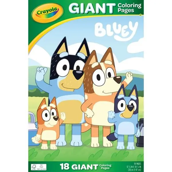 Crayola Bluey Giant Coloring Book Pages, 18 Coloring Pages, Bluey Crafts, Bluey Gifts for Kids, Ages 3+