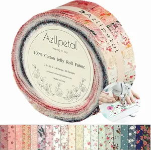 Jelly Roll Fabric,40 Pcs Cotton Jelly Roll for Quilting, 2.5"x 45" Pre-Cut Fabric Clearance Strips Bundle for Sewing, Quilt, Patchwork, Bag,Rug, Purse, DIY-Spring Bouquet
