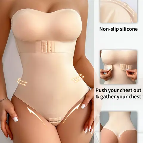 Ladies' Unique Comfortable Elegant S-Type Silhouette Seamless Bodysuit, Elastic Body Shaper Shapewear for Wedding Season