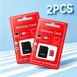 2 Pack Micro TF SD Cards with SD Adapter, 1TB Durable MicroSDXC Card, SD Memory Card Micro SD Card for Dash Cam Security Cameras Smart Watch Car GPS Phones PC Data Storage