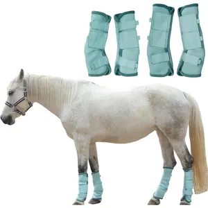 Adjustable Horse Fly Boots Set of 4, Equine Leg Protection Reduce Stomping, Breathable Mesh Fly Boots for Horses, Horse Leggings Leg Guards