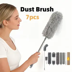 Extendable Dust Brush Household Cleaning Tool, Long Handle Crevice Cleaner, Static Adsorption No Dust, Bendable Detachable Washable Feather Duster