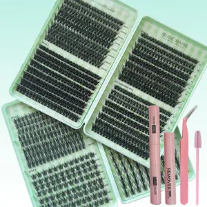 2-Box Pack,1040Pcs Lash Extension Kit,30D-40D-50D , 8-16mmMIX, DIY Eyelash Extension Kit Individual Lashes Cluster D Curl ,With Eyelash Bond Glue And Seal, Lash Remover  And Lash Applicator Brush Tool For Self Application At Home Lash Clusters Kit
