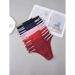 5pcs New Autumn and Winter Silvery Belt Comfortable Full Crotch Briefs Multi-Color Seamless Christmas Sexy Breathable Mid-Waist Women's Underwear 2025 Women's Lingerie & Underwear