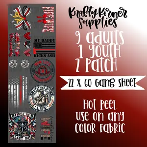 Firefighter DTF Transfer Gang Sheet, 22 x 60