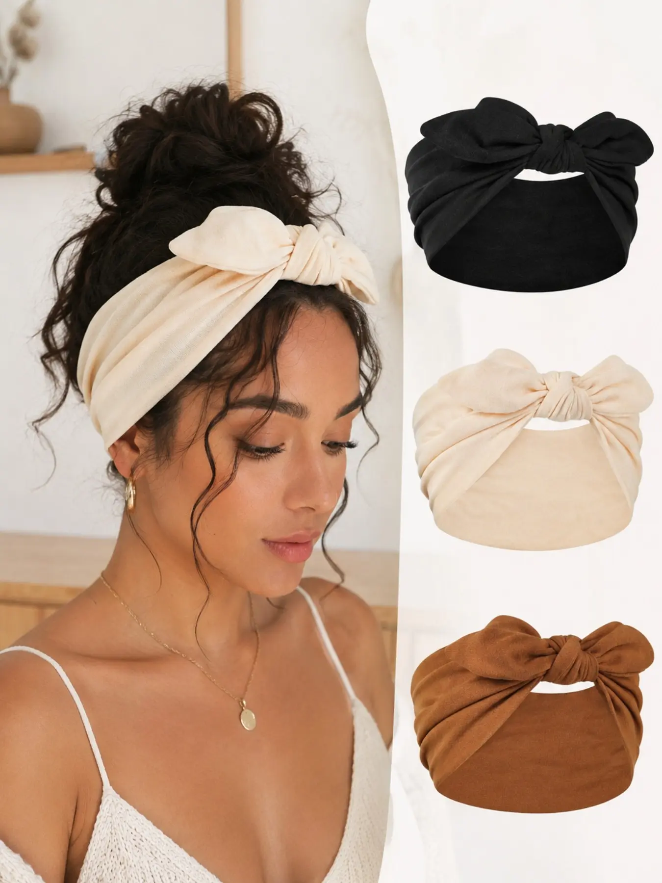 Boho 3-Pack Triangular Headband Set, Lightweight Solid Color Hair Accessories, Summer Photoshoots, Outdoor Sun Protection, Daily Styling, Boho Headbands, Headbands Women