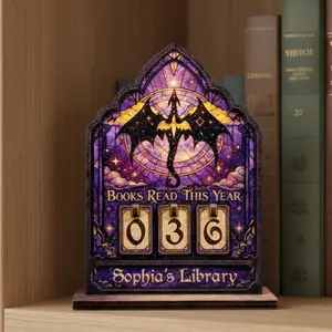 Personalized Books Read This Year Tracker, Custom Wooden Bookshelf Decor, Reading Goal Counter, Book Lovers Gift, Custom Dragon Library Sign