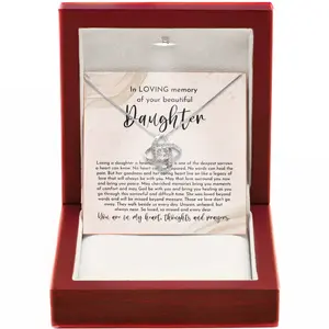 Memorial Necklace for Loss of Daughter Forever Loved Jewelry Healing Sympathy Gift for Grieving Parents Angel Wing Pendant