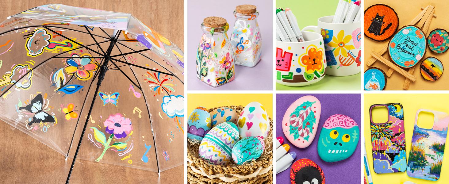 Ohuhu Acrylic Brush Tip Paint Markers 24 Pack/ 48 pack Vibrant Colors with Flexible Brush Tips High-Opacity Waterproof Lightfast Pens for Rock Wood Glass & More