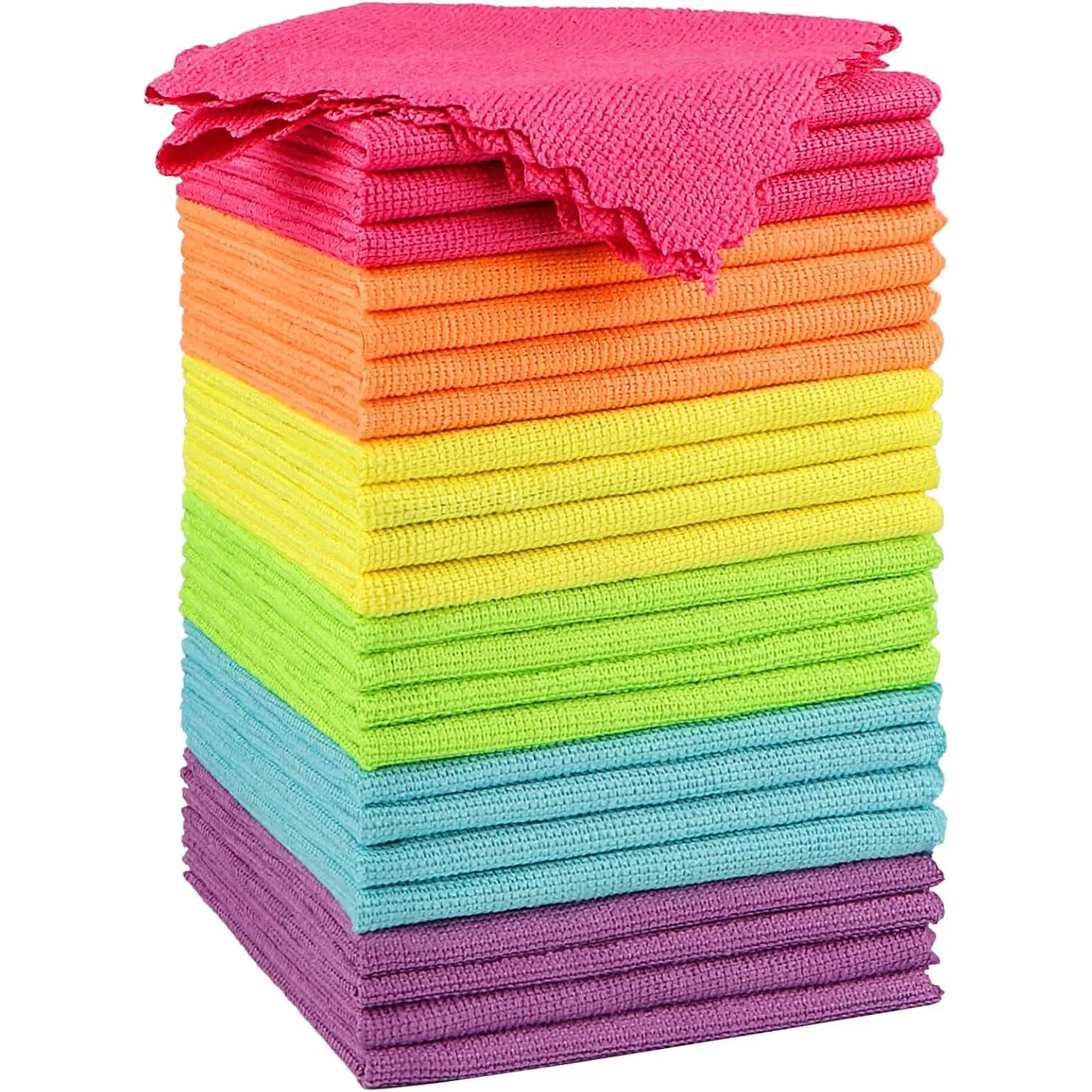 Multicolor Microfiber Cleaning Cloth 24-Pack (Red, White Included) - 11.5x11.5 in, Highly Absorbent Lint-Free Home Supplies for House, Kitchen Use