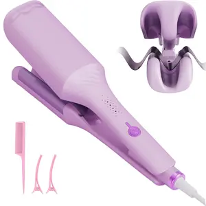 French Curling lron 1.4 Inch Heat-Proof lonicCeramic Double Barrel Auto-Off Protection Smooth PinkSalon Style Tool for All Hair Types Christmas Gift