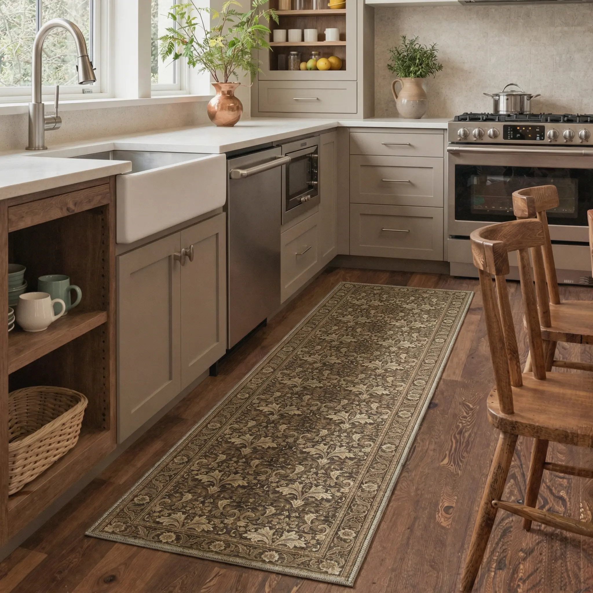 【Deals For You Days】GENIMO Area Carpet Non Slip Machine Washable Pet Friendly Soft Floor Rug for Living Room Bedroom Kitchen Hallway Decor Indoor Living Spaces,ARC1471-VINE