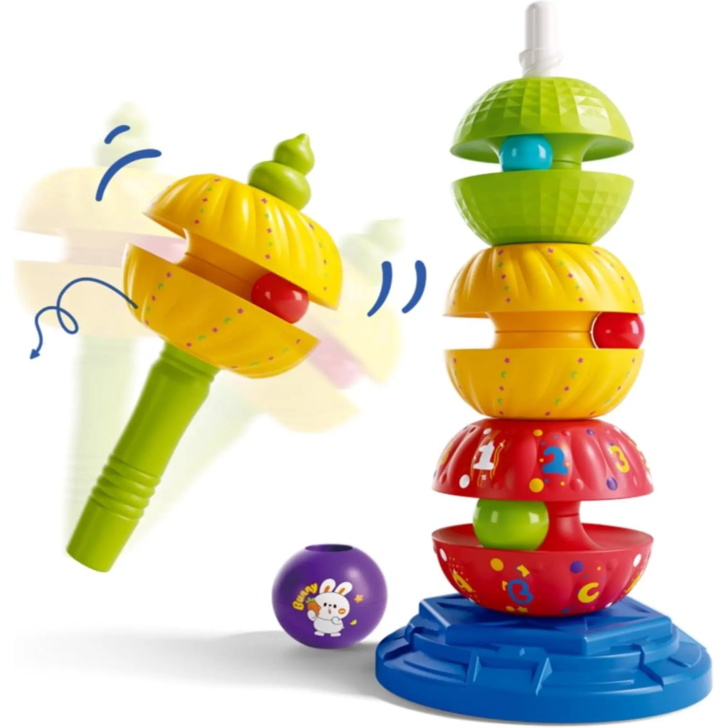 Baby Twirl Spinning Stacking Toy Autism Sensory Learning Spiral Stacker Toy Rainbow Spinning Wheel Montessori Toys for Babies Girl Boy Christmas Birthday