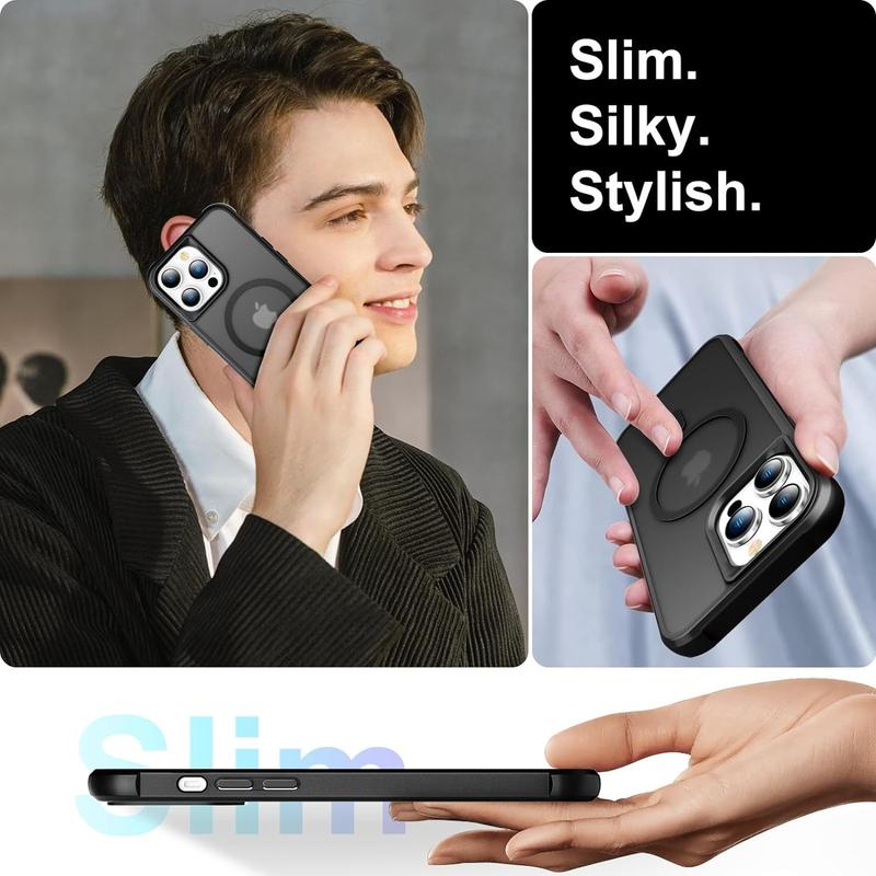 Shockproof Case for iPhone 17 Air 16 16e 15 14 13 Plus 12 11 Pro Max Compatible with MagSafe, Translucent Matte Back Slim Phone Cover