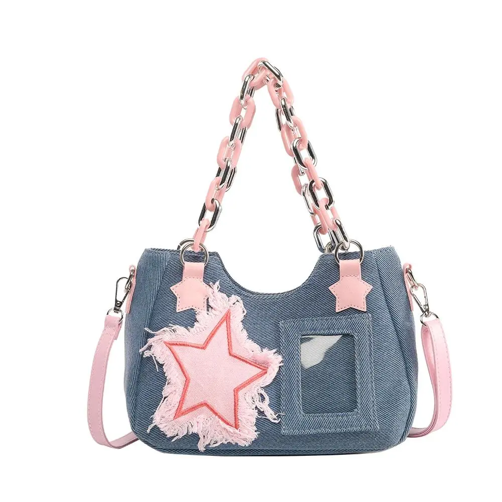 Women's Star Pattern Canvas Messenger Bag, Crossbody Shoulder Handbag with Adjustable Strap for Underarm Carry and Travel, Messenger Bags