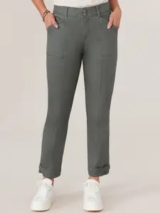 "Ab"solution High Rise Tapered Utility Pant with Snap Hem