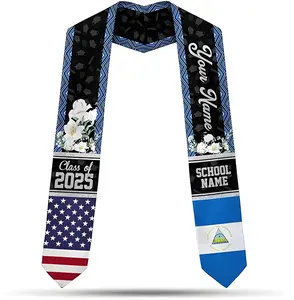 Custom Nicaraguans Graduation Sash 2025, Nicaraguans Flag Graduation Stole Class of 2025, Nicaragua Graduation Stole Gift