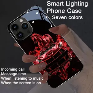 Red Supercar Colorful Smart Voice-Activated Luminous Phone Case for iPhone 17/16ProMax/15Pro/14Plus/13/12. Features luminous technology, elegant daytime design, and enhanced nighttime visibility. Perfect for parties and holiday gifts.