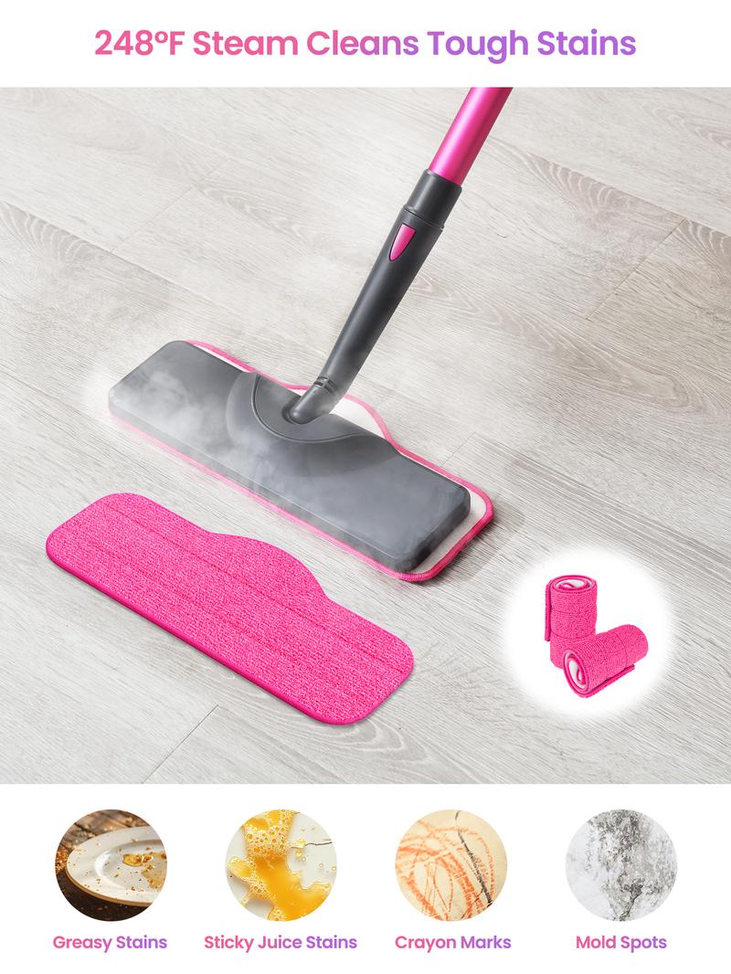 Schenley 6-Pack Microfiber Pads for Hestia Steam Mop Cleaner, Washable and Reusable Replacement Mop Pads, Accessories Compatible Schenley Steam Mop, Household Items Pink, Cleaning